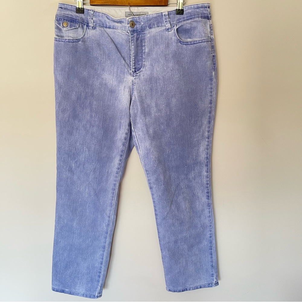 Chico's Platinum Denim Acid Wash Ultimate Fit Jeans SZ 2 Large